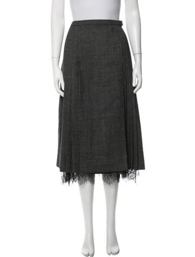 Pre-owned Dior Virgin Wool Midi Length Skirt In Grey