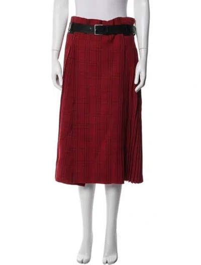 Pre-owned Dior Virgin Wool Midi Length Skirt In Red
