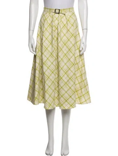 Pre-owned Dior Virgin Wool Midi Length Skirt In Yellow