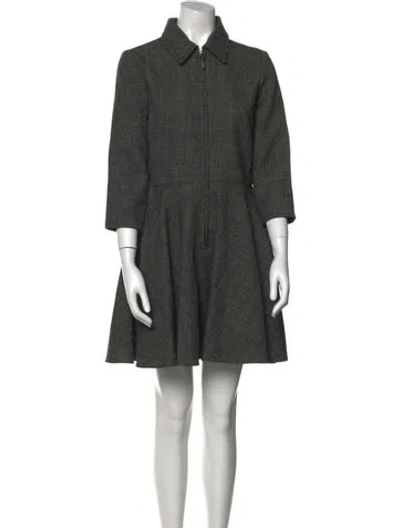 Pre-owned Dior Virgin Wool Mini Dress In Black