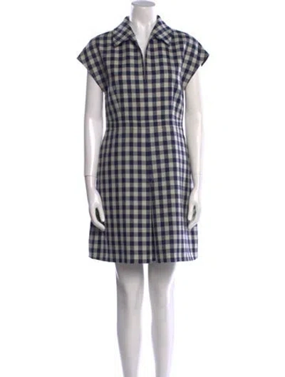 Pre-owned Dior Virgin Wool Mini Dress In Blue