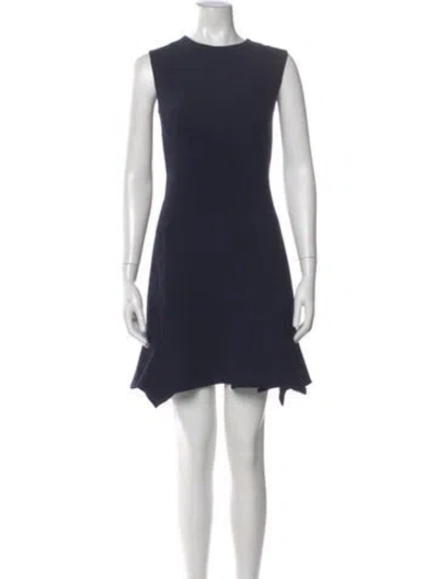 Pre-owned Dior Virgin Wool Mini Dress In Blue