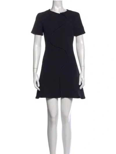 Pre-owned Dior Virgin Wool Mini Dress In Blue