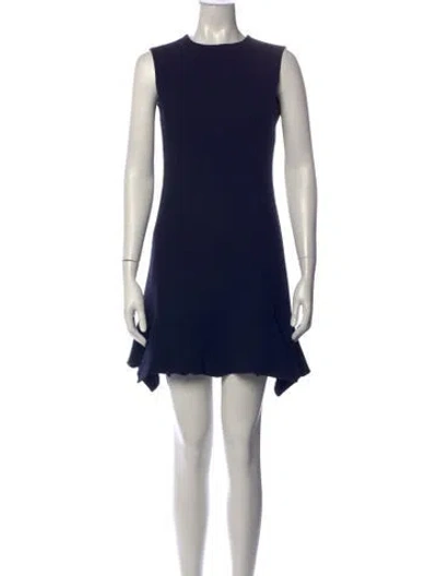 Pre-owned Dior Virgin Wool Mini Dress In Blue