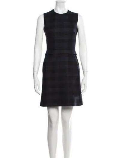 Pre-owned Dior Virgin Wool Mini Dress In Blue