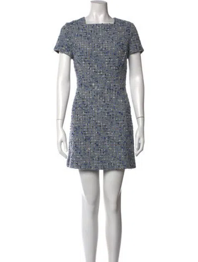 Pre-owned Dior Virgin Wool Mini Dress In Blue