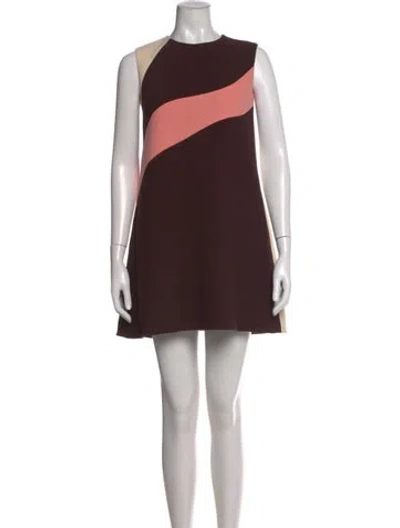 Pre-owned Dior Virgin Wool Mini Dress In Brown