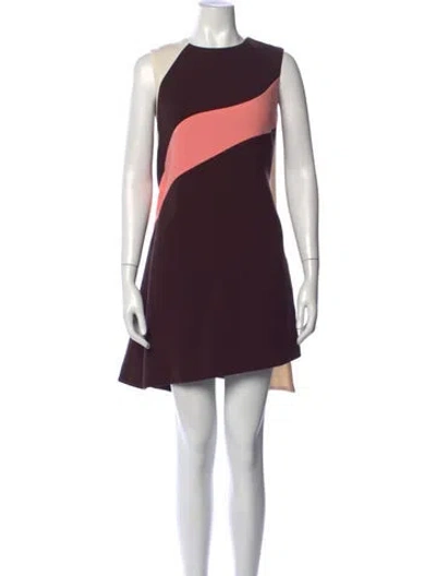 Pre-owned Dior Virgin Wool Mini Dress In Brown/purple