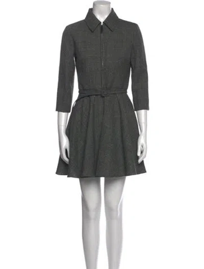 Pre-owned Dior Virgin Wool Mini Dress In Gray