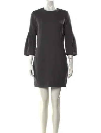 Pre-owned Dior Virgin Wool Mini Dress In Gray