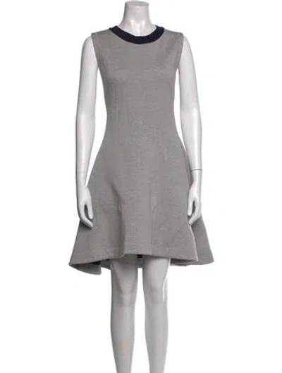 Pre-owned Dior Virgin Wool Mini Dress In Grey