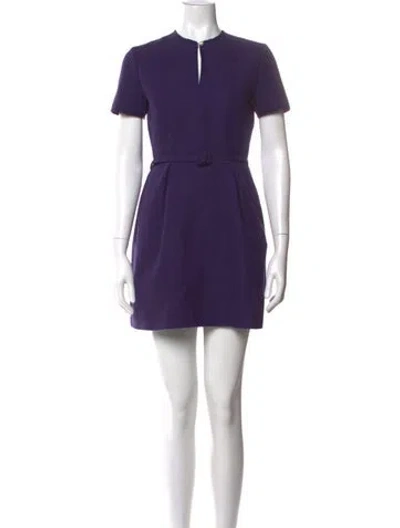Pre-owned Dior Virgin Wool Mini Dress In Purple