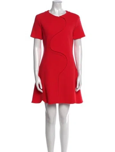 Pre-owned Dior Virgin Wool Mini Dress In Red