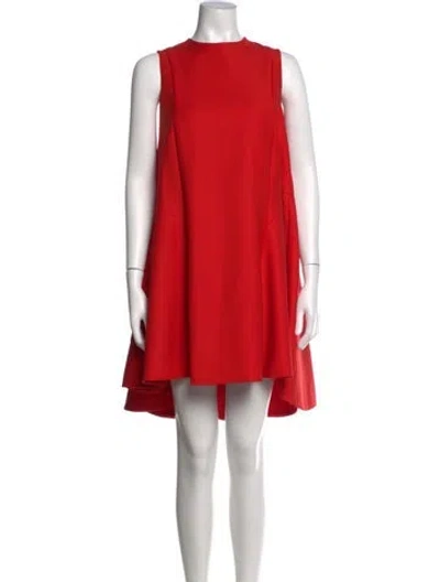 Pre-owned Dior Virgin Wool Mini Dress In Red