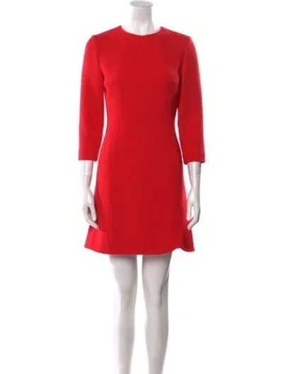 Pre-owned Dior Virgin Wool Mini Dress In Red