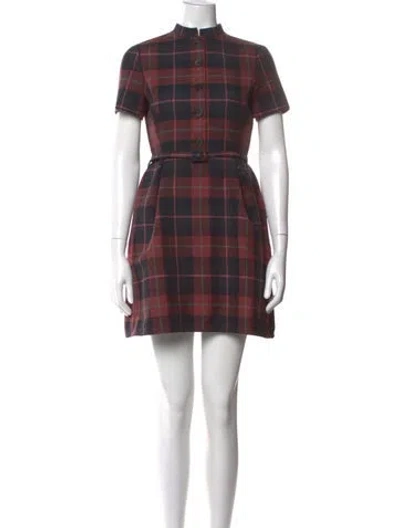 Pre-owned Dior Virgin Wool Mini Dress In Red