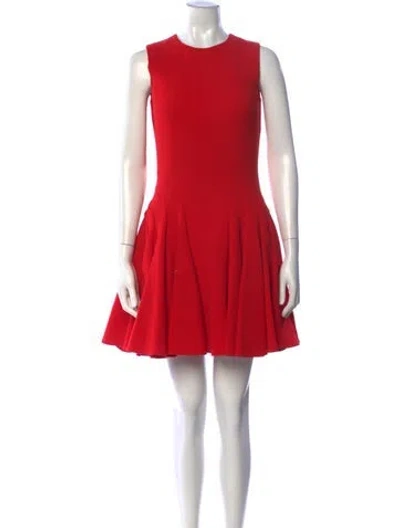 Pre-owned Dior Virgin Wool Mini Dress In Red