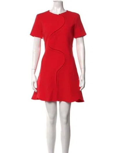 Pre-owned Dior Virgin Wool Mini Dress In Red