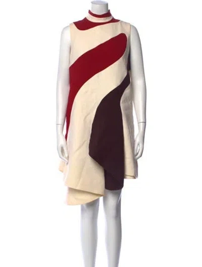 Pre-owned Dior Virgin Wool Mini Dress In White
