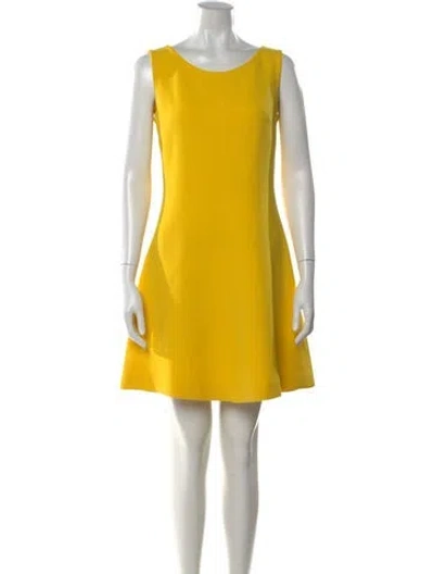 Pre-owned Dior Virgin Wool Mini Dress In Yellow