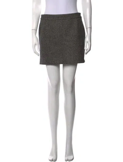 Pre-owned Dior Virgin Wool Mini Skirt In Grey