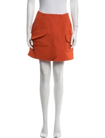 Pre-owned Dior Virgin Wool Mini Skirt In Orange