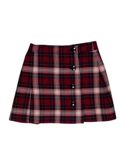Pre-owned Dior Virgin Wool Mini Skirt In Red