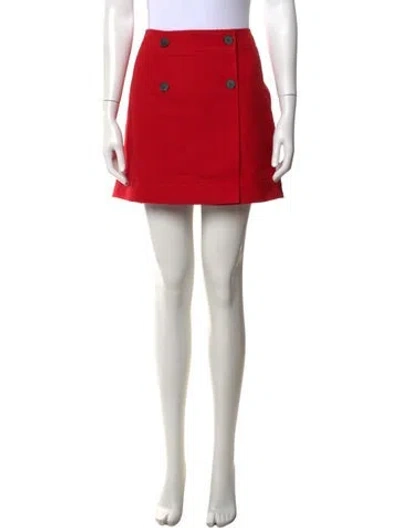 Pre-owned Dior Virgin Wool Mini Skirt In Red