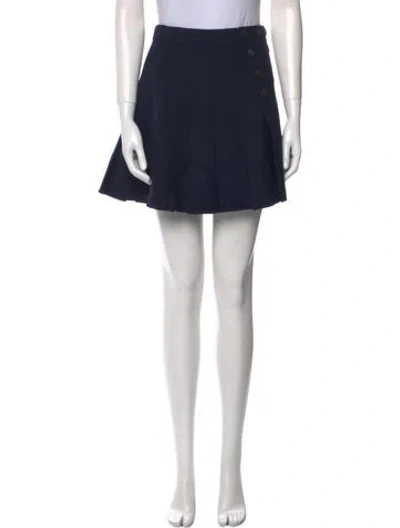 Pre-owned Dior Virgin Wool Mini Skirt W/ Tags In Blue