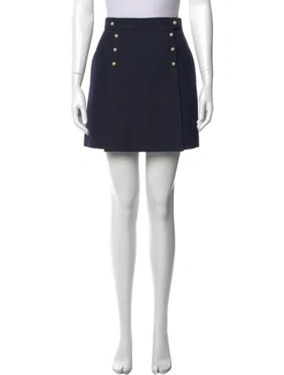 Pre-owned Dior Virgin Wool Mini Skirt W/ Tags In Blue