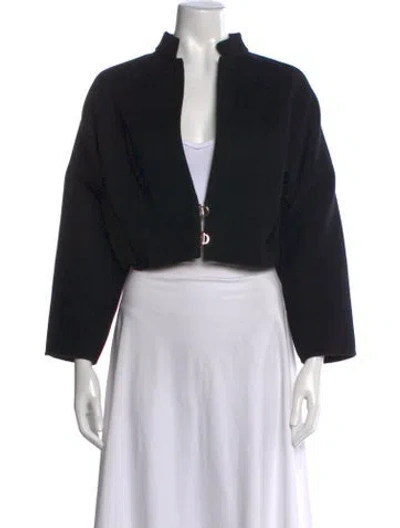 Pre-owned Dior Virgin Wool Open Front Sweater In Black