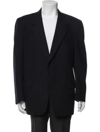 Pre-owned Dior Virgin Wool Overcoat In Blue