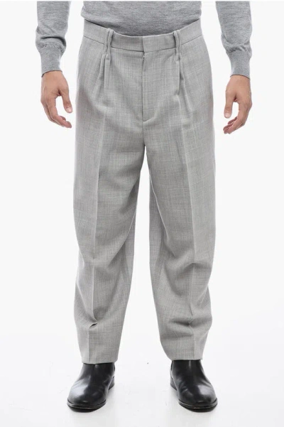 Dior Virgin Wool Pants With Padded Detail In Gray