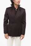 Dior Virgin Wool Peak Lapel Double-breasted Blazer In Purple