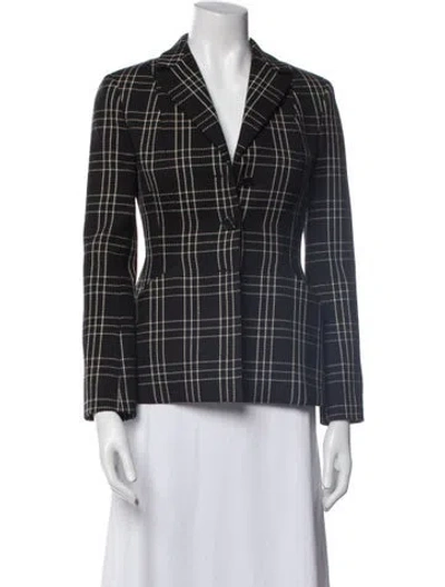 Pre-owned Dior Virgin Wool Plaid Print Blazer In Black