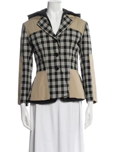 Pre-owned Dior Virgin Wool Plaid Print Blazer In Black