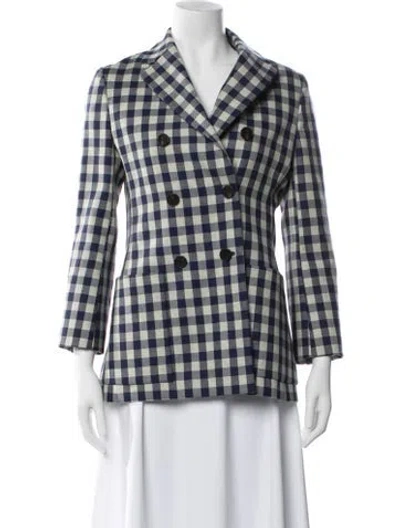 Pre-owned Dior Virgin Wool Plaid Print Blazer In Blue