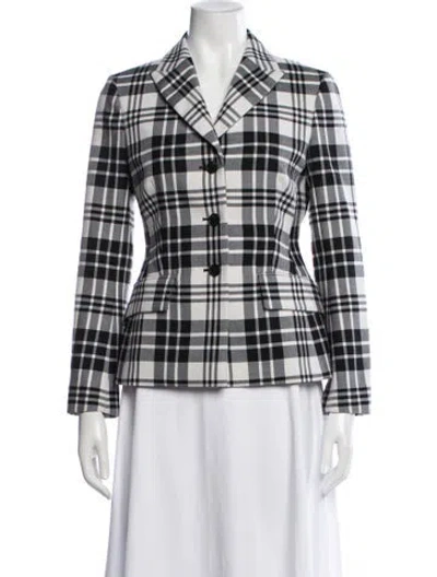 Pre-owned Dior Virgin Wool Plaid Print Blazer In Blue