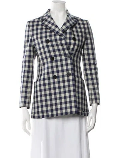 Pre-owned Dior Virgin Wool Plaid Print Blazer In Blue