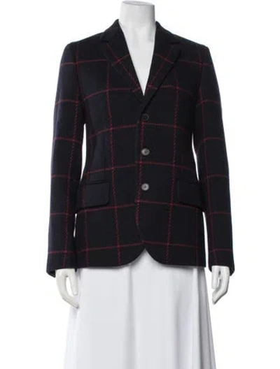 Pre-owned Dior Virgin Wool Plaid Print Blazer In Blue