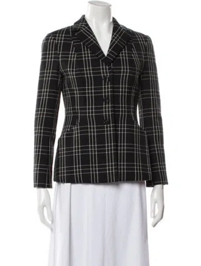 Pre-owned Dior Virgin Wool Plaid Print Blazer In Multi