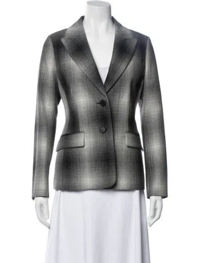 Pre-owned Dior Virgin Wool Plaid Print Blazer W/ Tags In Gray