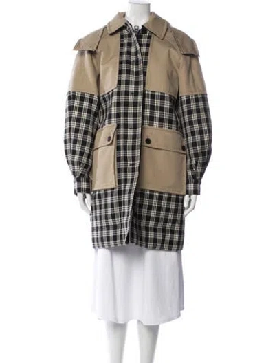 Pre-owned Dior Virgin Wool Plaid Print Coat In Neutral