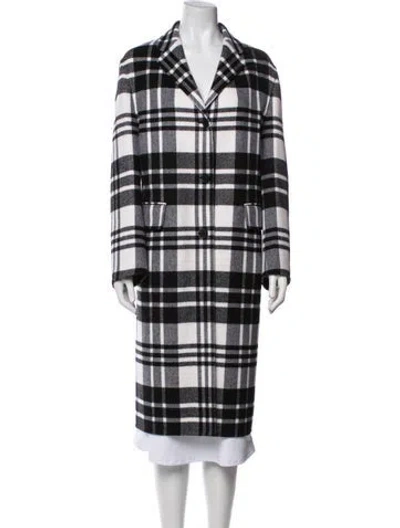 Pre-owned Dior Virgin Wool Plaid Print Coat W/ Tags In Black