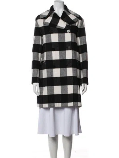 Pre-owned Dior Virgin Wool Plaid Print Coat In White