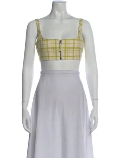 Pre-owned Dior Virgin Wool Plaid Print Crop Top In Neutral