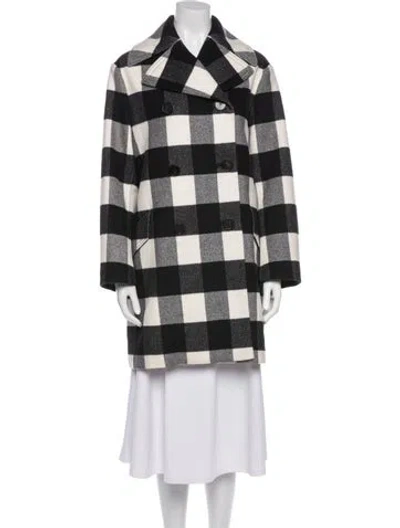 Pre-owned Dior Virgin Wool Plaid Print Peacoat In Black