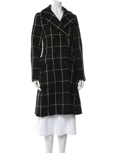 Pre-owned Dior Virgin Wool Plaid Print Peacoat In Black