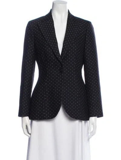 Pre-owned Dior Virgin Wool Polka Dot Print Blazer In Blue