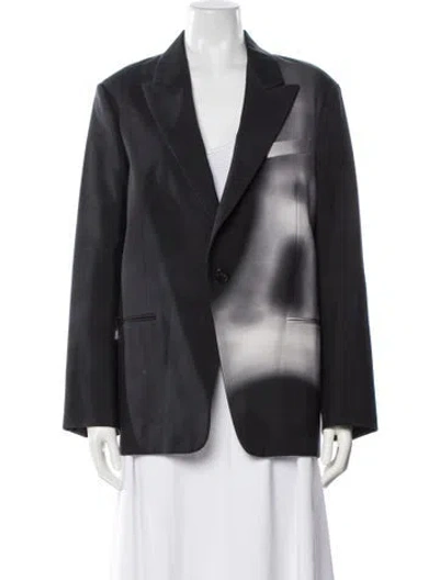 Pre-owned Dior Virgin Wool Printed Blazer In Gray